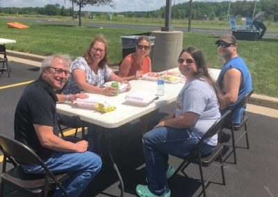 Staff enjoying food truck