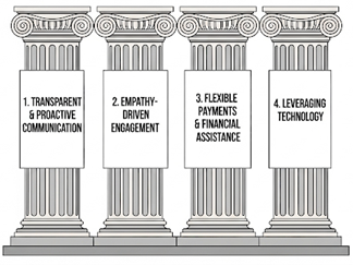 Key components of a dignity-forward collections strategy.